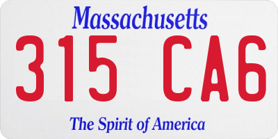 MA license plate 315CA6