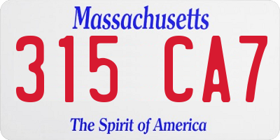 MA license plate 315CA7