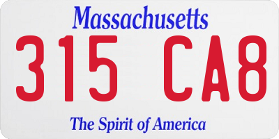 MA license plate 315CA8