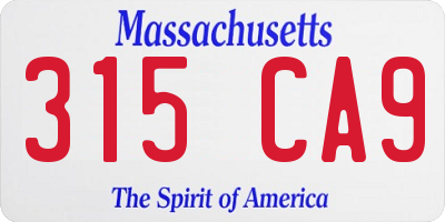 MA license plate 315CA9