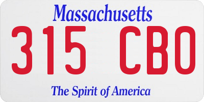 MA license plate 315CB0