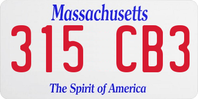 MA license plate 315CB3