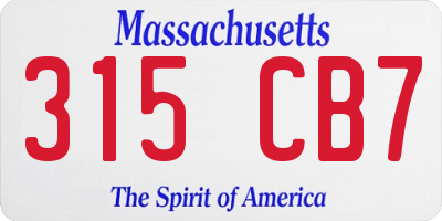 MA license plate 315CB7