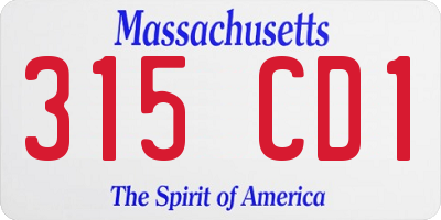 MA license plate 315CD1