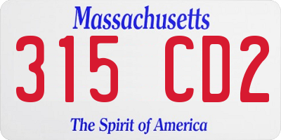 MA license plate 315CD2