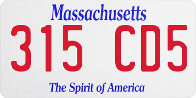 MA license plate 315CD5