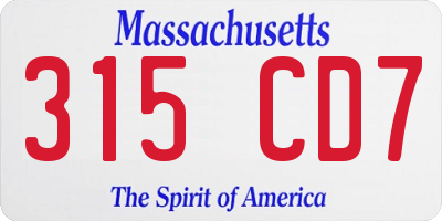 MA license plate 315CD7