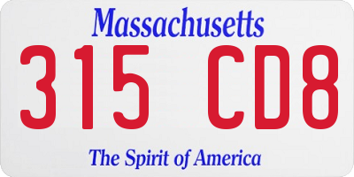MA license plate 315CD8