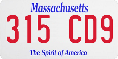 MA license plate 315CD9