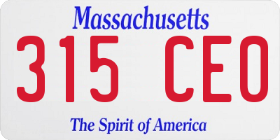 MA license plate 315CE0