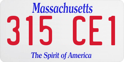 MA license plate 315CE1