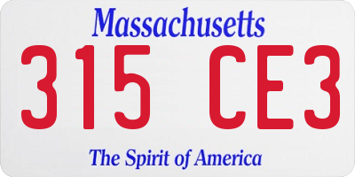 MA license plate 315CE3