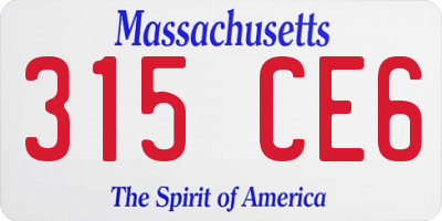 MA license plate 315CE6