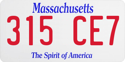MA license plate 315CE7