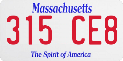 MA license plate 315CE8