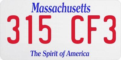 MA license plate 315CF3