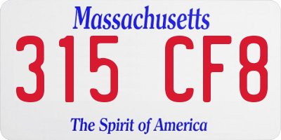 MA license plate 315CF8