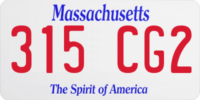 MA license plate 315CG2