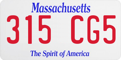 MA license plate 315CG5