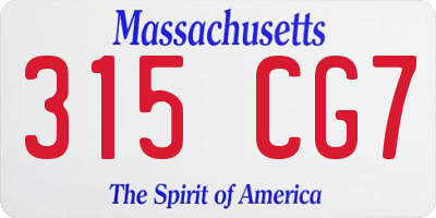 MA license plate 315CG7