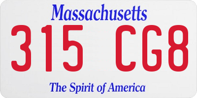 MA license plate 315CG8