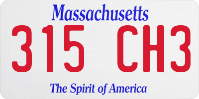 MA license plate 315CH3