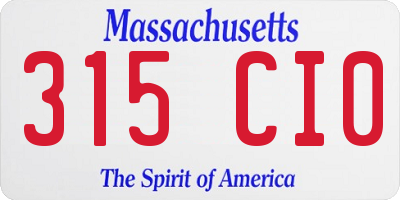 MA license plate 315CI0