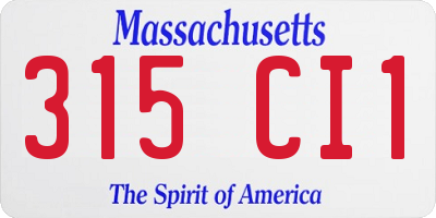 MA license plate 315CI1