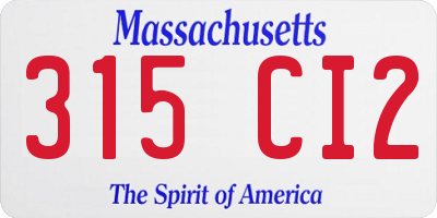 MA license plate 315CI2
