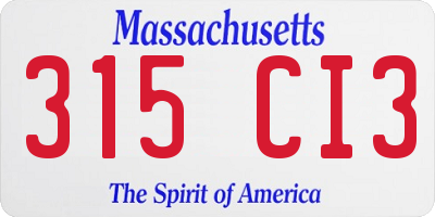 MA license plate 315CI3