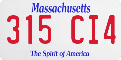 MA license plate 315CI4