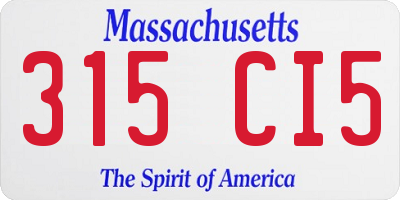 MA license plate 315CI5