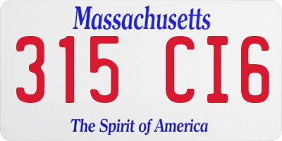 MA license plate 315CI6