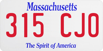 MA license plate 315CJ0