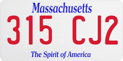 MA license plate 315CJ2