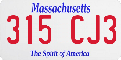MA license plate 315CJ3