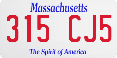 MA license plate 315CJ5