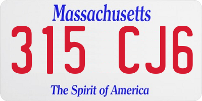 MA license plate 315CJ6