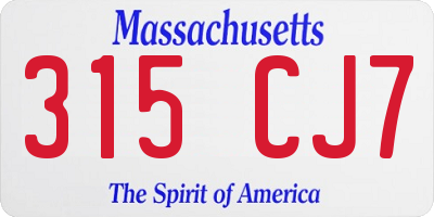 MA license plate 315CJ7