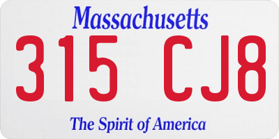 MA license plate 315CJ8