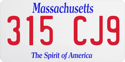 MA license plate 315CJ9