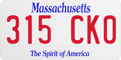 MA license plate 315CK0