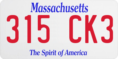 MA license plate 315CK3
