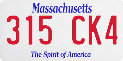 MA license plate 315CK4