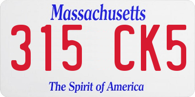 MA license plate 315CK5