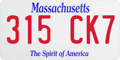 MA license plate 315CK7