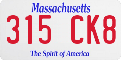MA license plate 315CK8