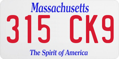 MA license plate 315CK9