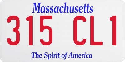 MA license plate 315CL1