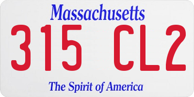 MA license plate 315CL2